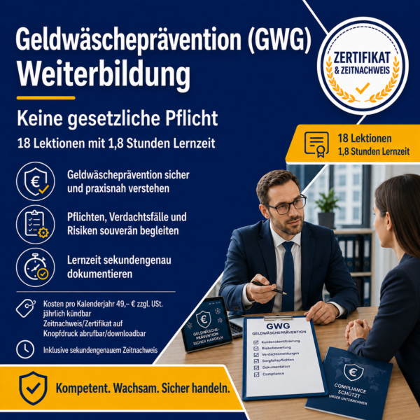 Weiterbildung zur Geldwäscheprävention (GWG)